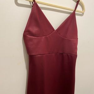 Shiny Burgandy Red Midi formal dress